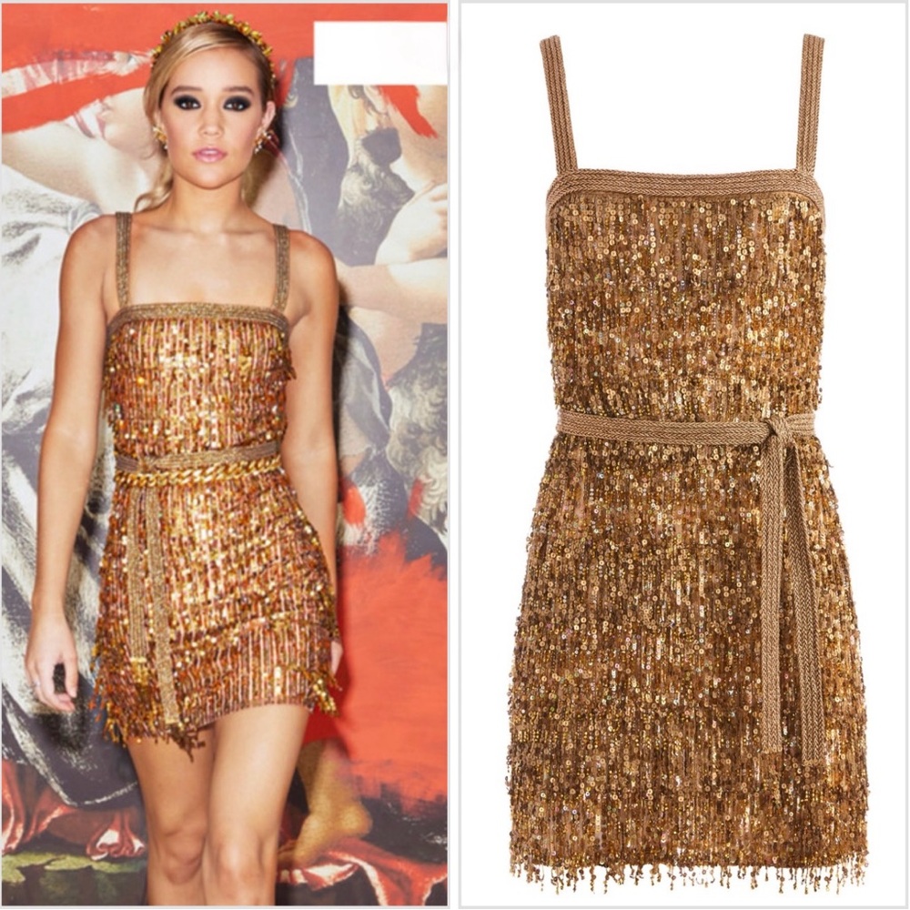 Alice + Olivia Gold Sequin Mini Dress
